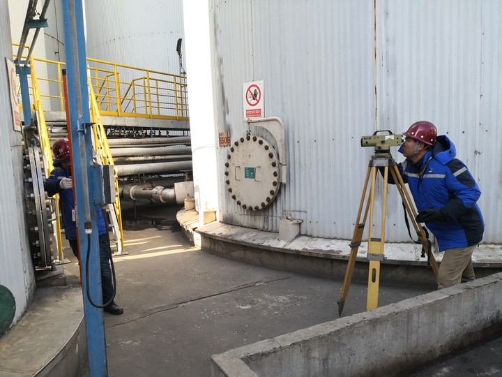 结构勘测部油脂罐体检测项目成功完成